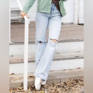 Grace & Lace Wide Leg Distressed Premium Denim size 14